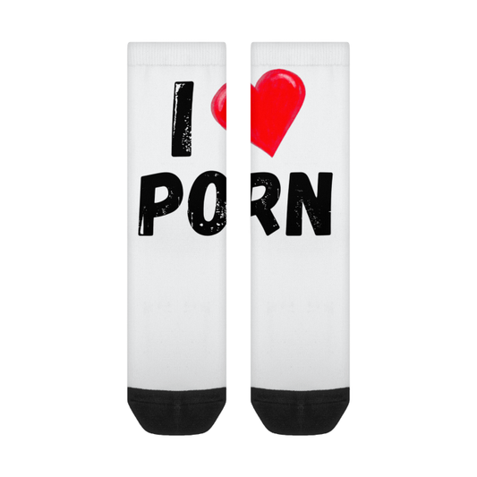 I love Porn (Red Heart) Matching Crew Socks