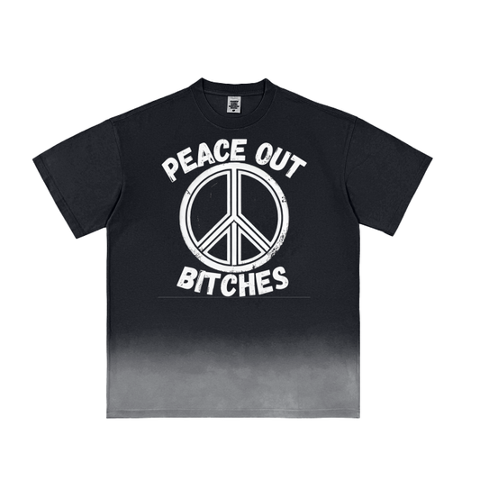Peace Out Bitches (White) Sunfaded Vintage Washed T-Shirt