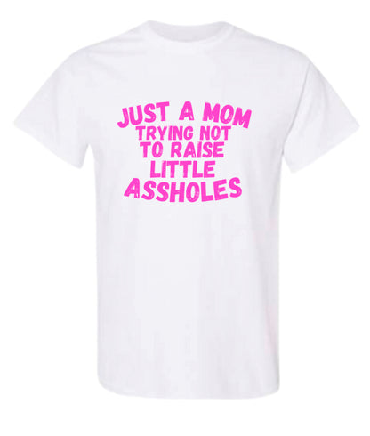 Just a Mom trying not to raise little Assholes Heavy Cotton T-shirt