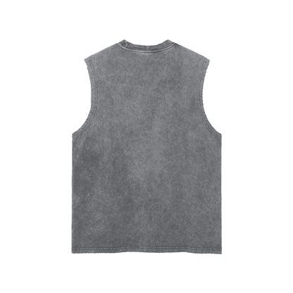Fuck Everything Unisex Snow Washed Frayed Hem Tank Top