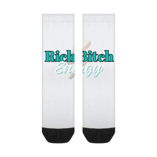 Rich Bitch Energy (Teal) Matching Crew Socks