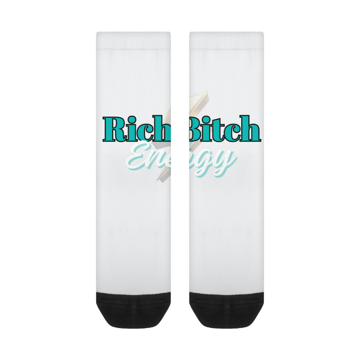 Rich Bitch Energy (Teal) Matching Crew Socks