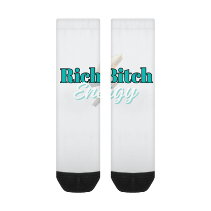 Rich Bitch Energy (Teal) Matching Crew Socks