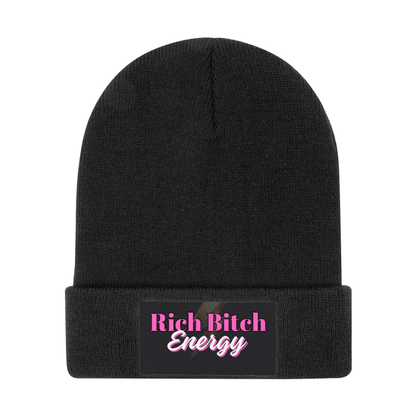 Rich Bitch Energy (Pink) Knit Beanie