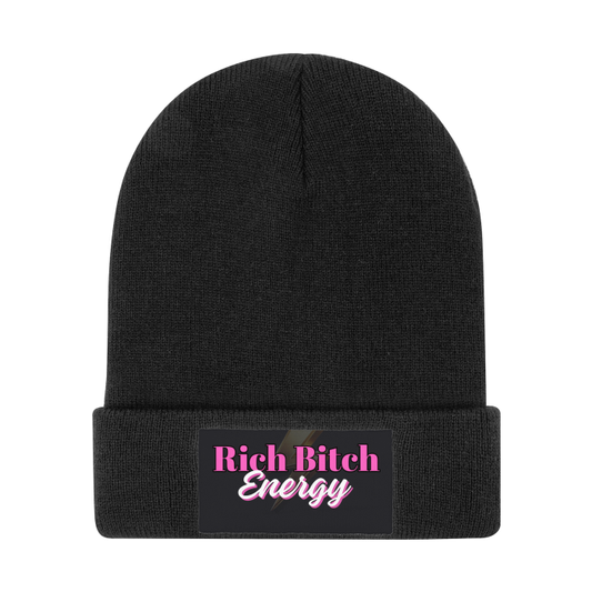 Rich Bitch Energy (Pink) Knit Beanie