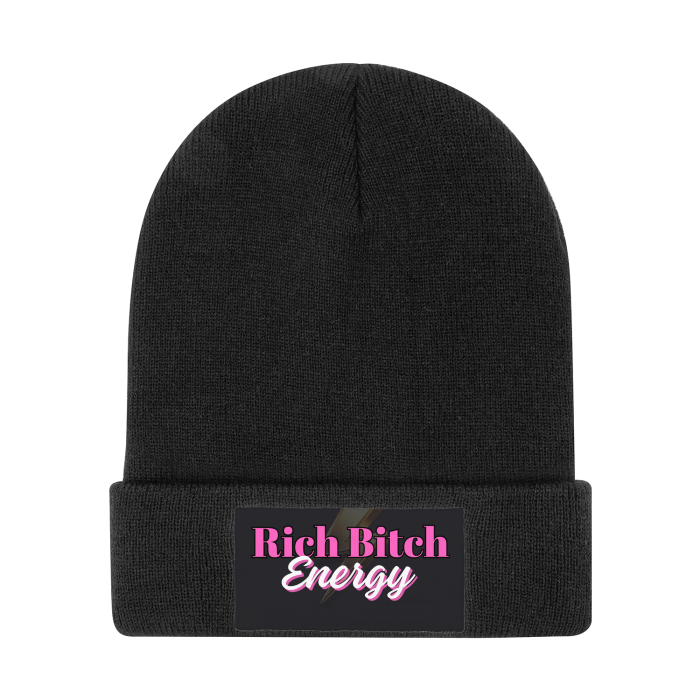 Rich Bitch Energy (Pink) Knit Beanie