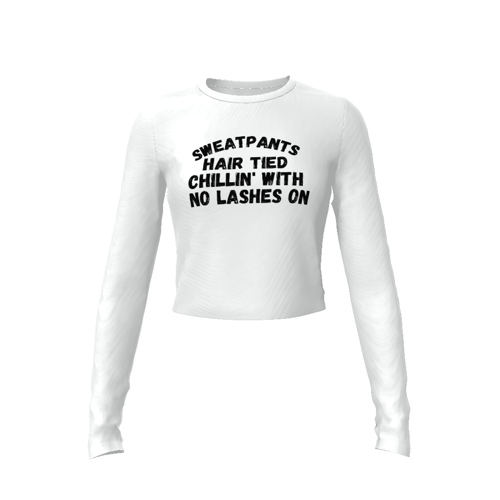 Sweat Pants Hair Tied Women's Crop Top Long Sleeve