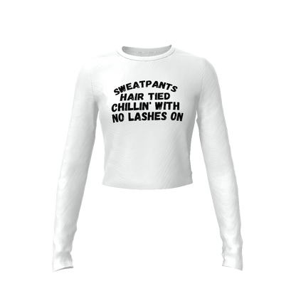 Sweat Pants Hair Tied Women's Crop Top Long Sleeve