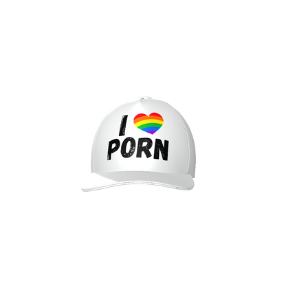 I love Porn (Rainbow Heart) Baseball Cap